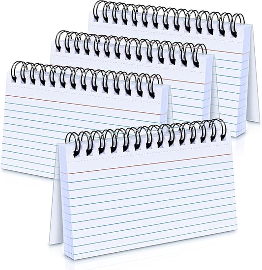Tecmisse 200 PCS Index Cards, 3x5 Inches Spiral Bound Index Cards, Ruled Flashcards, White Notecards for Taking to Do List, School and Office Use (White)