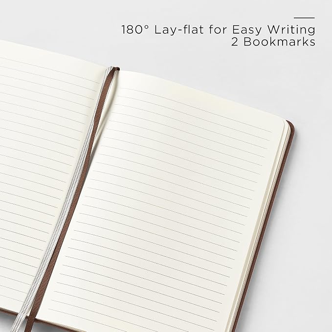 &And Per Se Lined Journal with Pen Set, A5 Leather Hardcover Notebook and Pen, 160 Pages 100GSM Thick Ruled Paper Journal for Writing (Brown)