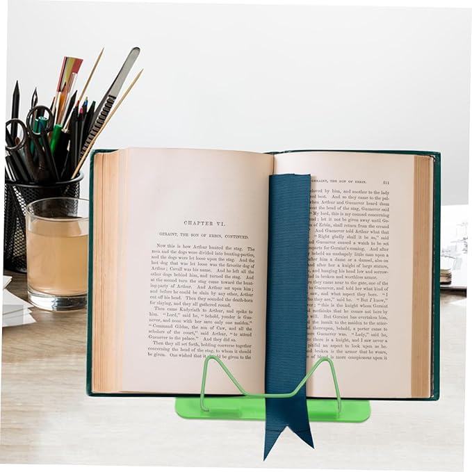 Holibanna 2pcs Adjustable Multi-Purpose Reading Book Stand Book Support Bracket for Home Study Lightweight and Portable Green Prevents Reading Myopia Smooth Angle