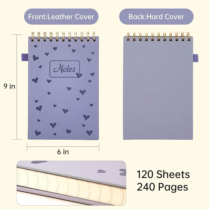 A5 Top Spiral Notebook,240 Pages Steno Pads College Ruled Journal Note Pad