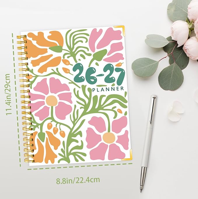 Large 2026-2027 Academic Planner – Weekly & Monthly Planner Organizer from July 2026 - June 2027, 8.8"x11.4" Daily Agenda Planning Book with Pocket, Stickers & Tabs for Women Students Office, A4 Size