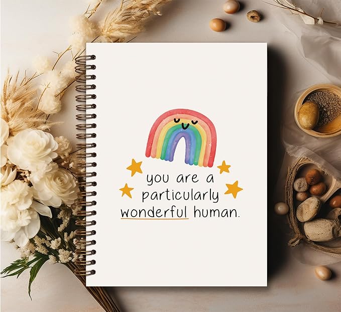 Boho Positive Rainbow Spiral Notebook Journal,You are Particulary College Ruled Spiral Notebook for Teenage Girls Women,Hardcover Spiral Notebook for Offices Schools Classrooms