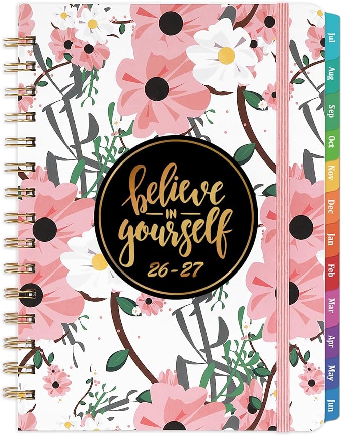 Planner 2026-2027 - Weekly & Monthly Planner, Jul 2026-Jun 2027, Academic Planner 26-27, 6.4"×8.5", Tabs, Thick Paper, Twin-Wire Binding, Back Pocket, Inspirational Quotes for Office Home School