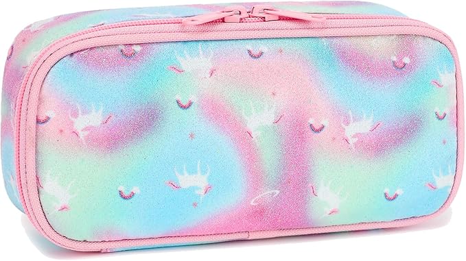 FlowFly Large Capacity Pencil Case for Kids, Boys & Girls – Zippered Multi-Functional Pen Pouch, Soft & Portable Pencil Bag for School, Teens, Students, Glitter#Unicorn
