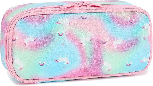 FlowFly Large Capacity Pencil Case for Kids, Boys & Girls – Zippered Multi-Functional Pen Pouch, Soft & Portable Pencil Bag for School, Teens, Students, Glitter#Unicorn