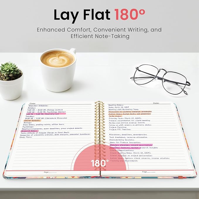 ZOTIA Lined Spiral Journal for Women, A5 Cute Hardcover College Ruled Notebook for Work, School & Note Taking, Aesthetic Writing Journal, 140 Pages (5.8" x 8.3"), Pastel Garden