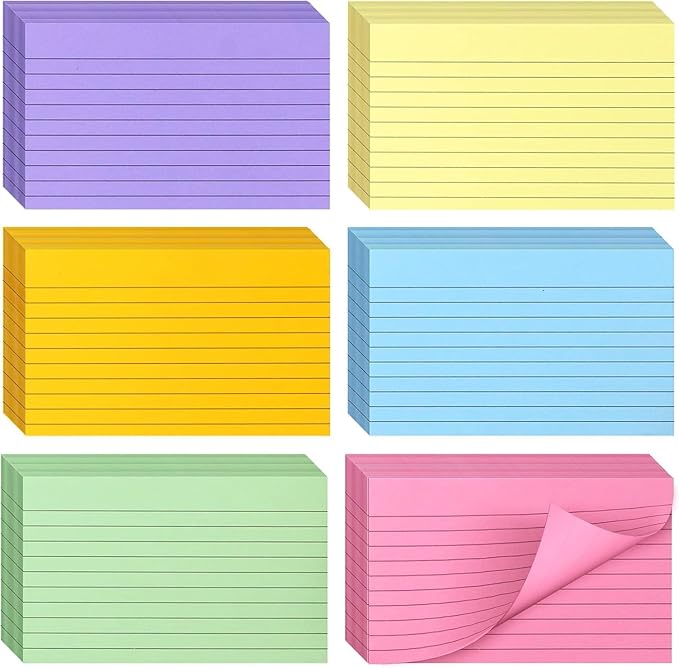Bignc Index Cards Colored Notecards, 3 X 5 Inch Ruled Color Note Cards for School, Home & Office, Multi Colors Flashcards, Colorful Notecards,Pink Index Card Ruled, Purple Lined Flash Cards (600)