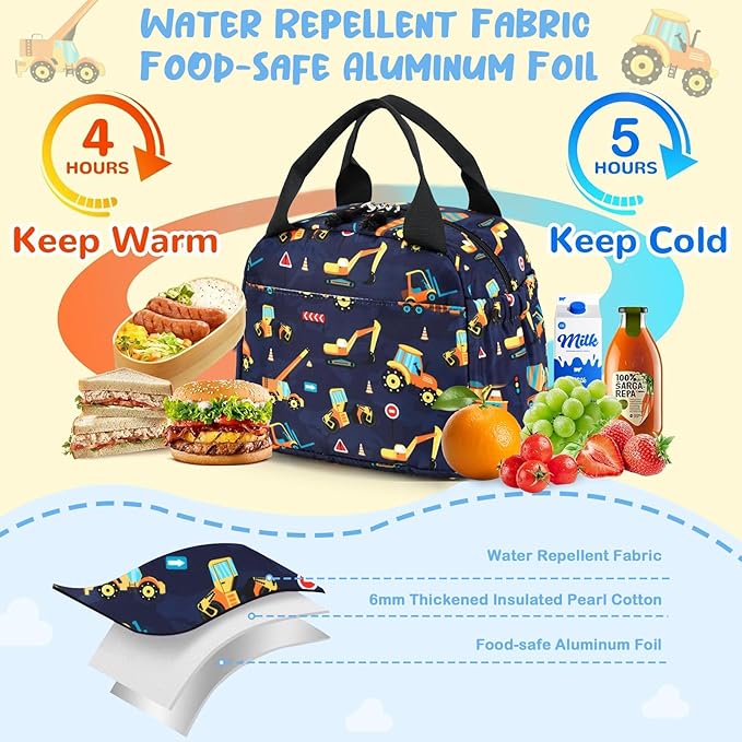 CAMTOP Boys Lunch Box Kids Insulated Lunch Bag Kids Cute Lunchbox for Boys Loncheras Para Niños