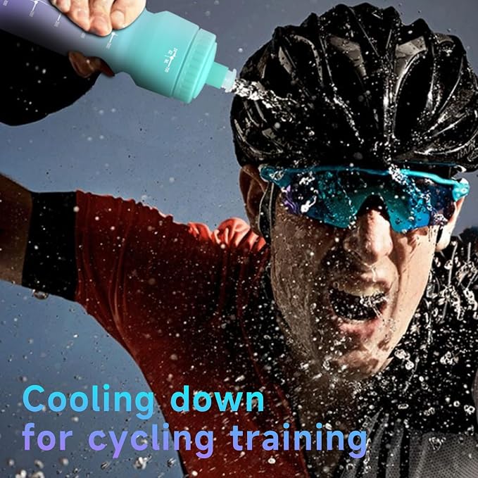 TooLe 24oz Bike Water Bottle, Sport Squeeze Water Bottle Leakproof BPA Free | with Capacity Scale w/Pull Top Lid, Reusable, for Bicycle, Gym,, Hiking 2 Pack