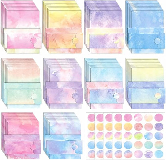 250Pcs Watercolor Stationery Paper and Envelope Set with 100 Letterhead Papers and 50 Envelopes, 10 Design for Letter Writing Invitations Computer Holidays Party Notes, 8.5x11 Inch-Aesthetic