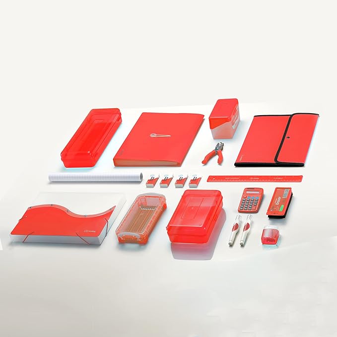 Enday Index Card Box Red 3x5 Index Card Holder, Index Card Organizer, Flash Card Holder, Holds 250 Cards.