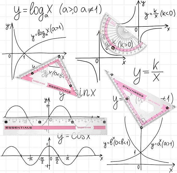 Compass Geometry Tool Protractor and Compass Set 8 Pcs Geometry Set Drawing Compass Geometry Compass and Protractor Set Math Compass with Shatterproof Storage Box for Class Supplies and School Pink