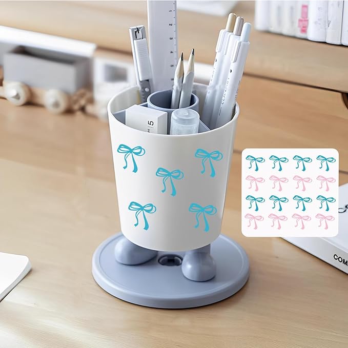 INSTOME Rotating Pen Holder,Cute Bow Pen Holder,Office Desk Accessories for Work, School,or Home