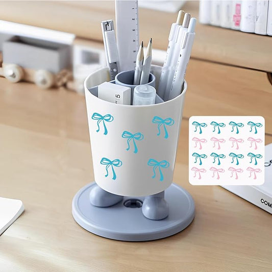 INSTOME Rotating Pen Holder,Cute Bow Pen Holder,Office Desk Accessories for Work, School,or Home