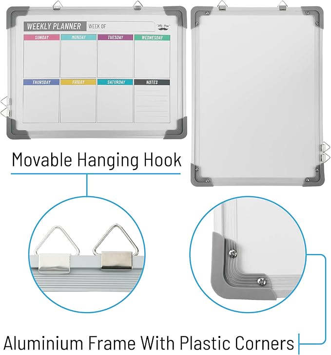 Mr. Pen- Magnetic Weekly Erase Board, 12" x 16", Double-Sided with Markers, 10 Magnets and Eraser