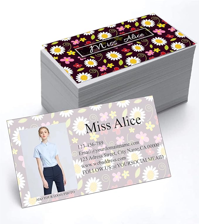200/500Pcs Business Card Customization (Add Picture or Logo), Thick Coated Paper Business Card Double-sided Printing-2"x3.5" Inches (Color-O)
