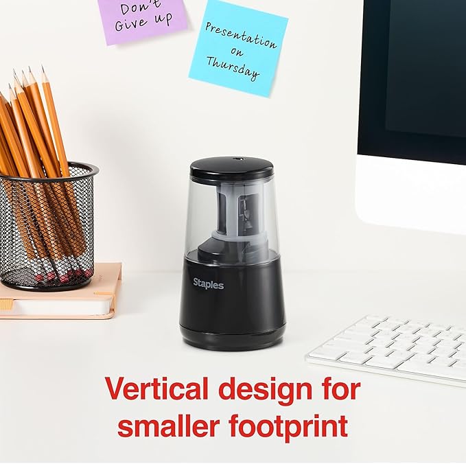 Staples Dual Powered Pencil Sharpener, Black – Everyday Electric or Battery Sharpener for Office & Home Desks