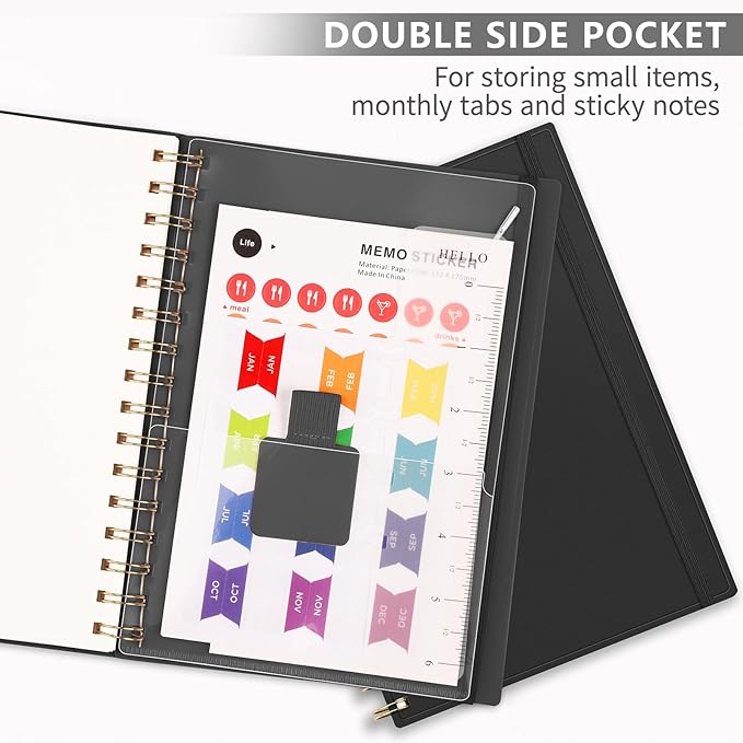 EMSHOI Undated Planner, Weekly and Monthly Calendar, 53 Weeks and 12 Months, A5 (6.38" x 8.35"), 100GSM Thick Paper, PVC Cover, Monthly Tabs, Note Pages, Start Anytime