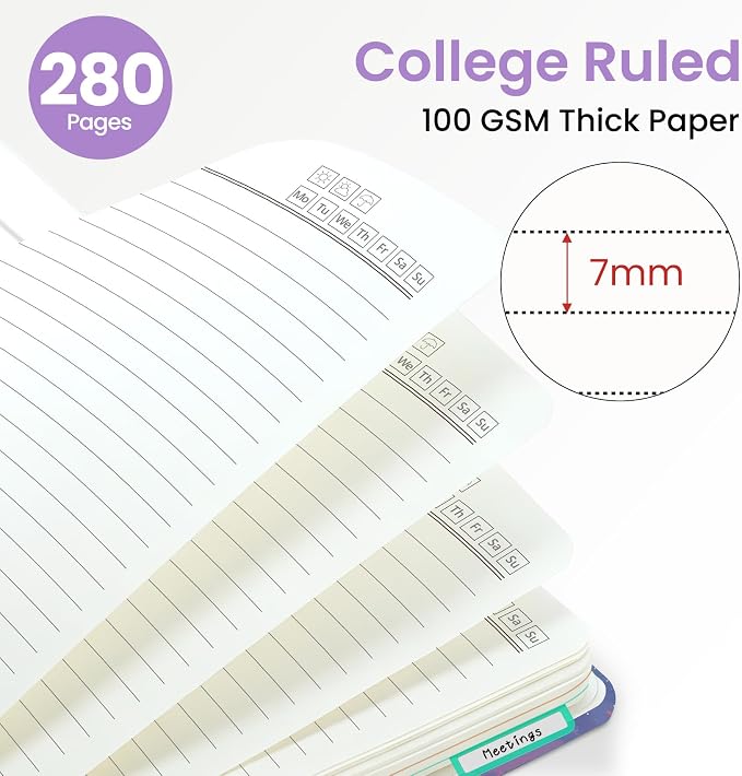 ZOTIA Large Spiral Notebooks for Work 5 Subject with Removable Dividers