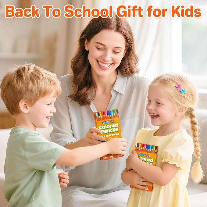 AuroTops 100 Packs Colored Pencils Bulk,1200 Count Pre-Sharpened Colored Pencils in Bulk,Vibrant Colors,12 Color Pencils Set for Classroom Prizes,Back to School Supplies