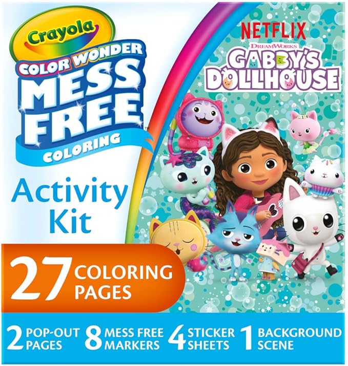 Crayola Color Wonder Gabby's Dollhouse Activity Kit, Mess Free Coloring Set for Toddlers, Travel Activities & Toys, Gifts for Girls & Boys