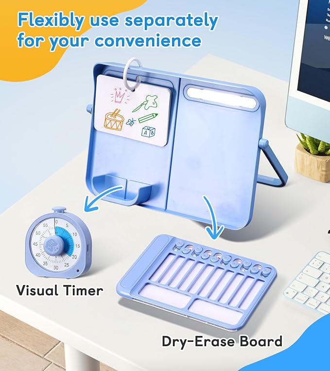 5-in-1 Visual Timer and Schedule Planner for Kids with ADHD & Autism – Learning Materials Bundle, Task Timer with Chore Chart Board for Kids, Sensory Products Toys for Home, School (100+ Cards)
