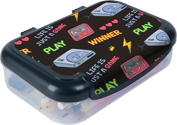 ZIPIT Recycled Plastic Pencil Box for Boys, Large Capacity Pencil Case for School, Durable Stationery Organizer Box, Gaming