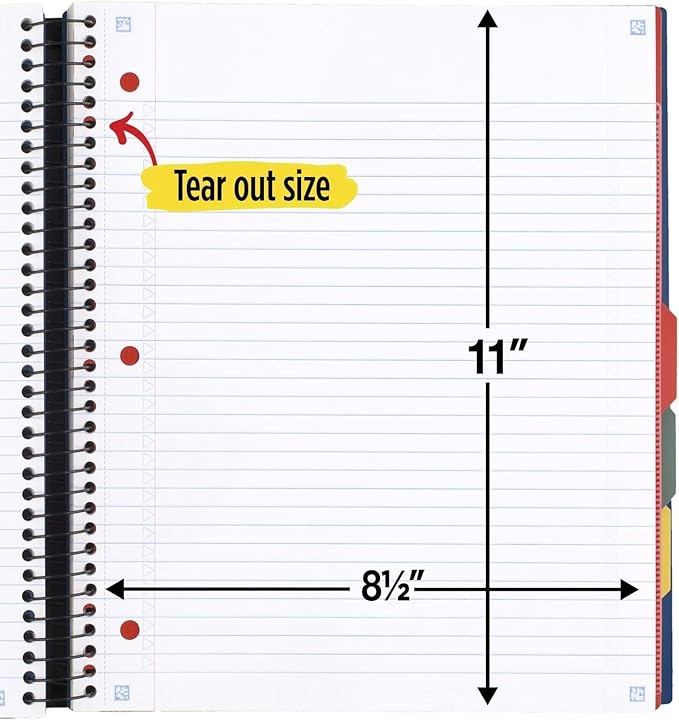 Five Star Advance Spiral Notebook + Study App, 3 Subject, College Ruled Paper, 8-1/2" x 11", 150 Sheets, Spiral Guard, Movable Tabbed Dividers, Pacific Blue (73138)
