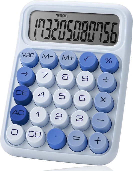 Mr. Pen- Mechanical Switch Calculator, 12 Digit Large LCD Display, Sky Blue with Big Buttons, Mechanical Switch Calculator for Home, School, Office