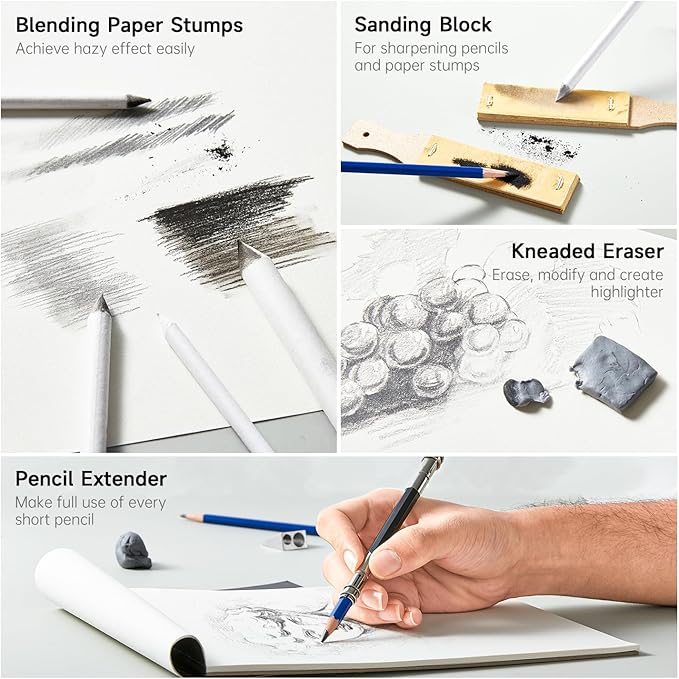 Shuttle Art Professional Drawing Kit, 123 Pieces of Drawing Pencils Set Includes Colouring Pencils, Watercolor, Charcoal, Graphite and Sketch, Ideal for Adults Children Artists