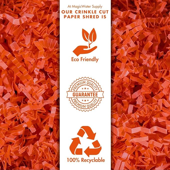 MagicWater Crinkle Cut Paper for Gift Baskets - 5LB - Orange - Perfect for Shredded Paper Filler, Basket Filler, Gift Boxes, Bridesmaid Gifts, Christmas Stuffers & More – Ideal for All Occasions