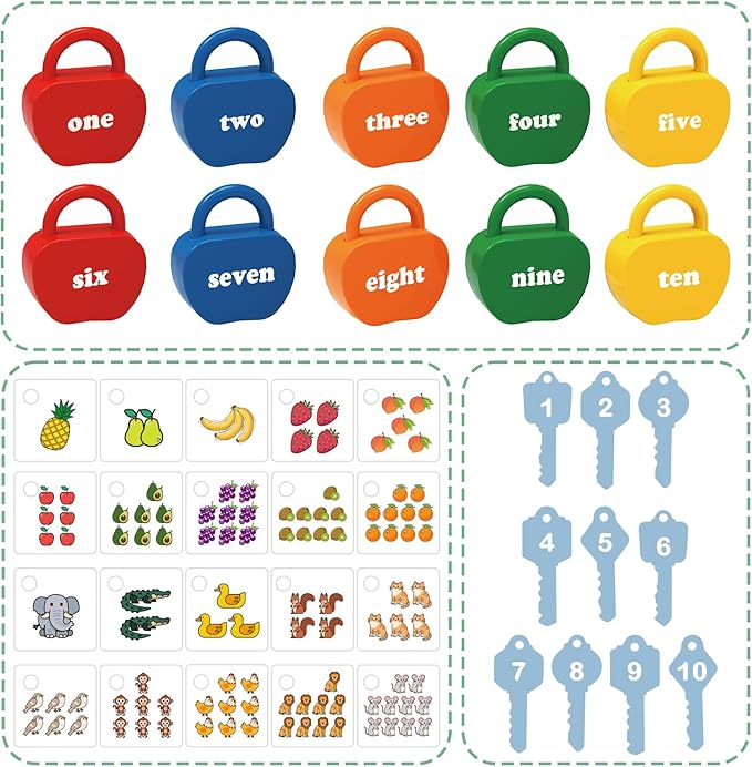 Locks and Key Toddler Toys, Number Counting Cause and Effect Toys for Kids Ages 3-5, Preschool Learning Activities, Kindergarten Classroom Must Haves, Montessori Toy for 3 Year Old