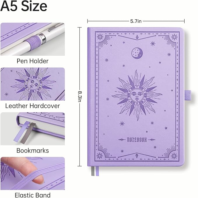 EMSHOI Lined Journal Notebook, 192 Numbered Pages, A5 Size (5.7'' x 8.3'')
