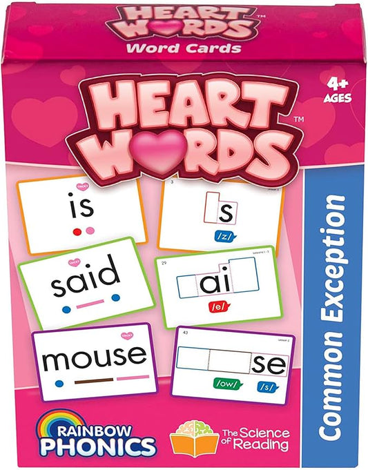 Junior Learning: Rainbow Phonics - Heart Words - 93 Word Cards, Flash Cards Use Visual Clues to Learn Core Words, Level Based Cards, Kids Ages 4+
