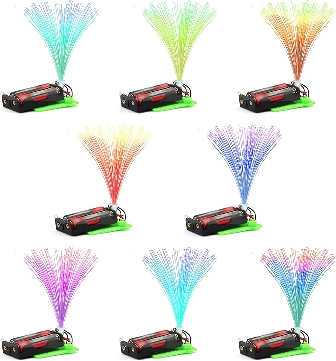 8 STEM Craft Kits for Kids, Bulk Crafts Science Experiments, Simple Circuits Fiber Optic Light Kit, Girls Engineering Building Projects Activities STEM Toys, Class Educational Learning