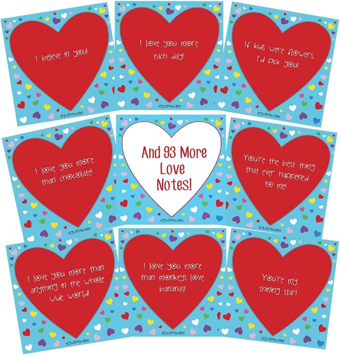 Love 101 Tear-Off Lunch Box Love Notes for Kids, Motivational, Thinking of You, Back to School Essentials, Summer Camp Notes, Ages 8+