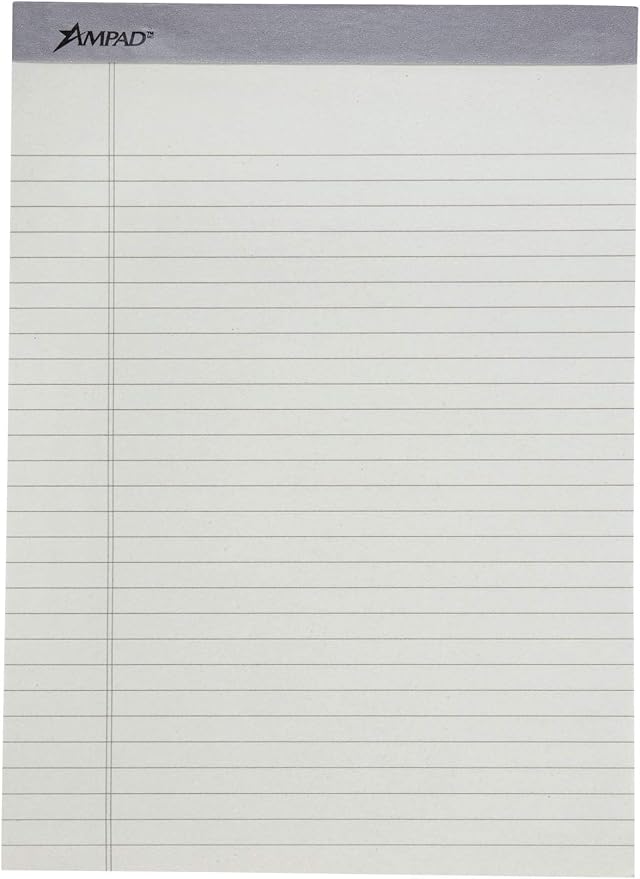 Ampad Evidence Pastel Perforated Pad, Size 8-1/2 x 11-3/4, Assorted ( Blue, Gray, Orchid), Legal Ruling, 50 Sheets per Pad, 6 Pack (20-602R)