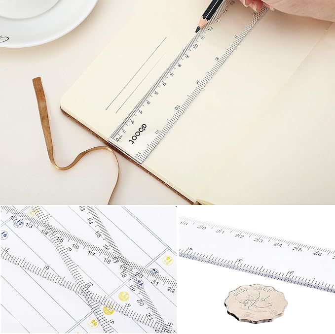 EBOOT 2 Pack Plastic Ruler Straight Ruler Plastic Measuring Tool for Office (Clear, 6 Inch, 12 Inch)