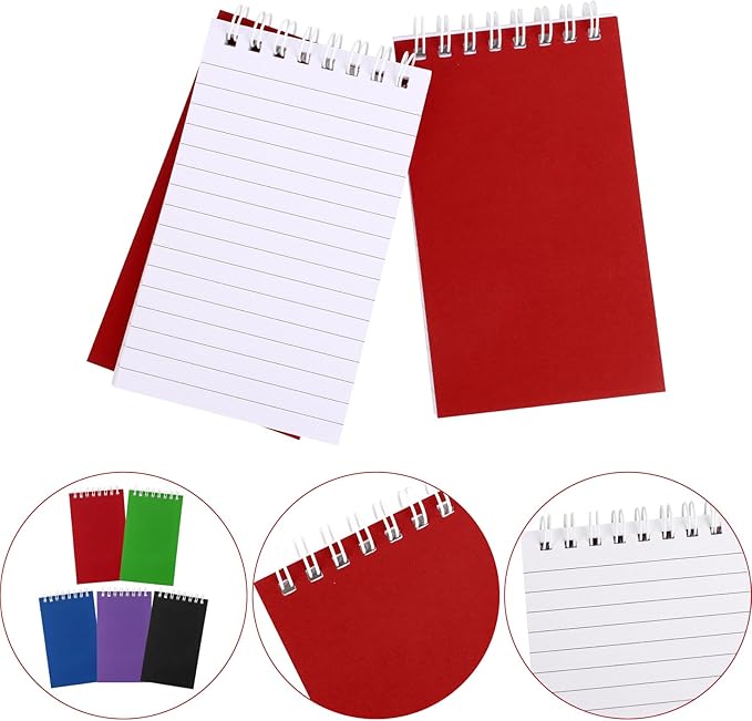 Hooqict 10 Pack Small Pocket Notebook Bulk Mini Notebooks Party Favors Small 3x5 Spiral Notepads with Lined Pages, 5 Colored Memo Note Pads for Work, Office, School, 50 Sheets/100 Pages