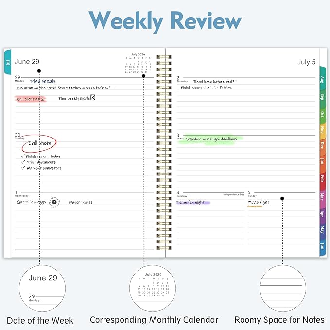 2026-2027 Planner - Academic Planner 2026-2027, July 2026 - June 2027, Planners Weekly and Monthly, 8.5" x 11", Colorful Monthly Tabs, Storage Pocket, Spiral Bound for School Office Home - Floral