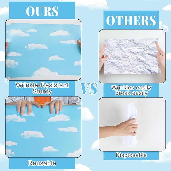 Blue Sky Cloud Bulletin Board Roll Non-Woven Fabric Poster 15.7" x12ft