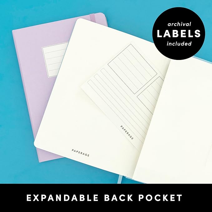 PAPERAGE Lined Journal Notebook, 3 Pack, (Black), 160 Pages, Medium 5.6 in x 8 in - 100 GSM Thick Paper – Hardcover Journaling Notebook for Work, School & Note Taking