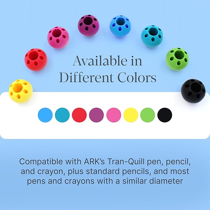 ARK Butter Pencil Grip, Web Space Opener for Proper Finger Positioning & Improved Handwriting, Pencil Grips for Kids, Occupational Therapy Tools, Bright Blue, 2-Pack