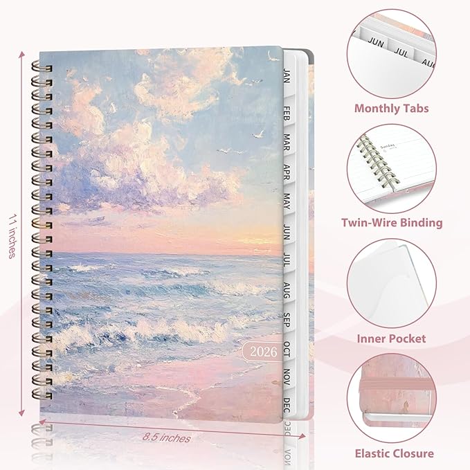 2026 Planner, Weekly and Monthly Calendar Academic Planner, Jan 2026 - Dec 2026, Planning Agenda Book for Desk Accessories and School Supplies - Letter Size(8.5'' x 11'')
