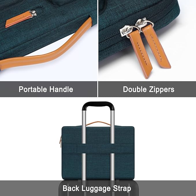 MOSISO 360 Protective Laptop Case 16 inch, 15-15.6 inch Laptop Sleeve Compatible with MacBook Pro 16, HP Acer Dell Lenovo ASUS, Side Open Carrying Case with 4 Zipper Pockets&Handle, Teal Green