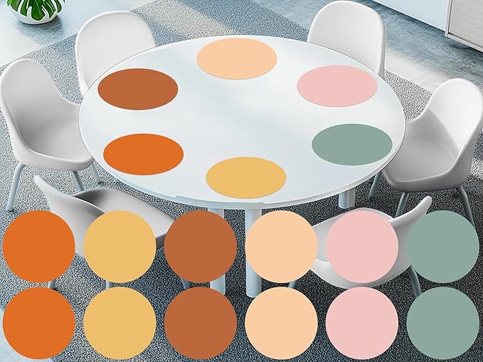 Lincia 12 Pcs 12 '' Dry Erase Dots for Classroom Table Classroom Decor Boho Colorful Stickers for Whiteboard Wall Decor Removable Dry Erase Circles for School Teacher Supplies(Boho Color)