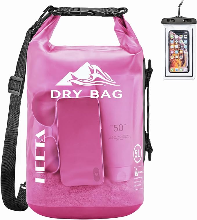 HEETA Dry Bag Waterproof Backpack with Phone Case 5L/10L/20L/30L/40L | Roll Top Lightweight Dry Storage Bag for Women Men, Travel Boating Kayaking Paddle Board Camping Beach Essentials Accessories