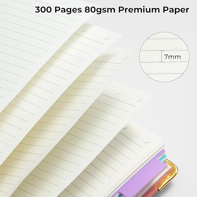 M&G Hardcover Spiral Notebook, 5 Subject Noteboook College Ruled 300 Page, Large 8"x10" B5 Notebooks for Work School, Lined Journal for Women & Men, Pink