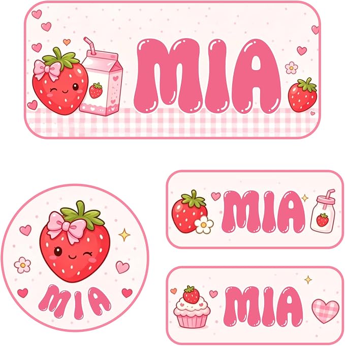 Personalized Custom Name Labels, 120 Waterproof Sticker Tags for Water Bottles, Clothing Tags, Lunch Boxes and Backpacks