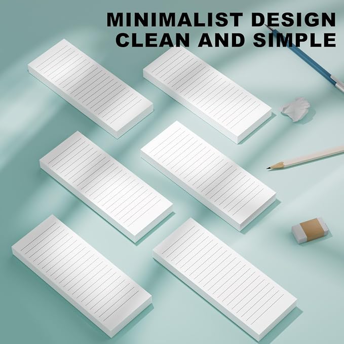 Magnetic Notepads Note Pads for Fridge with Full Magnet Back, 180 Sheets White Lined Refrigerator Notepad, 30 Sheets Per Pad for Grocery List, Shopping List, Office, Home, To-Do Lists & Memos